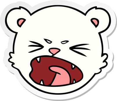 distressed sticker of a angry polar bear cartoon vector