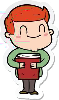 sticker of a cartoon friendly man vector