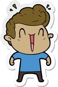 sticker of a excited man cartoon vector