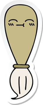 sticker of a cute cartoon paint brush vector