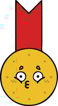 cute cartoon gold medal vector