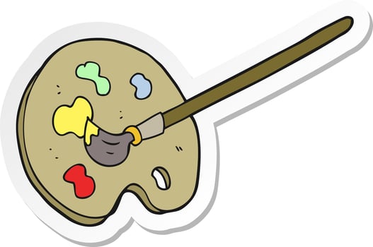sticker of a cartoon artist palette vector