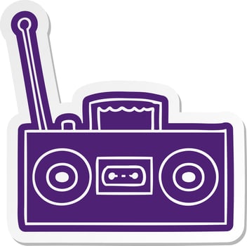 cartoon sticker of a retro cassette player vector