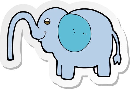 sticker of a cartoon elephant squirting water vector
