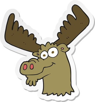 sticker of a cartoon moose vector
