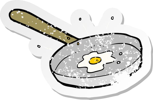 retro distressed sticker of a cartoon fried egg vector