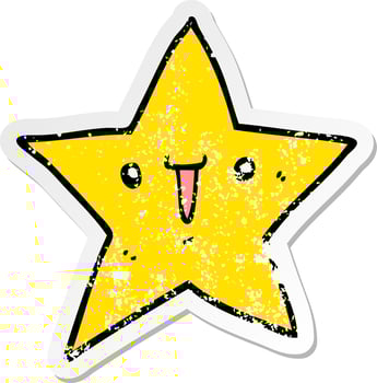 distressed sticker of a cute cartoon star vector