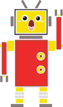flat color retro cartoon robot vector