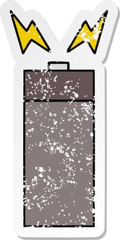 distressed sticker of a cute cartoon old battery vector