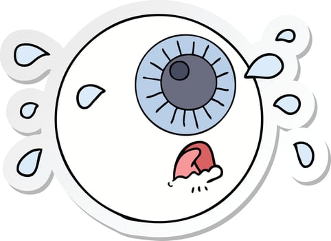 sticker of a cartoon eyeball crying vector