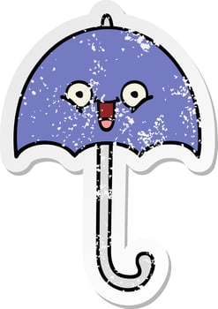 distressed sticker of a cute cartoon umbrella vector