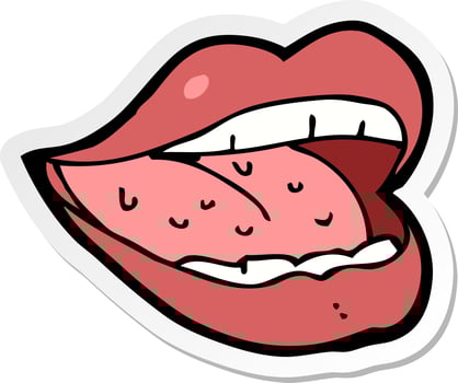 sticker of a cartoon smiling mouth vector