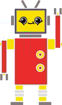 flat color retro cartoon robot vector