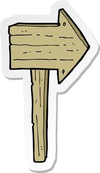 sticker of a cartoon sign post vector