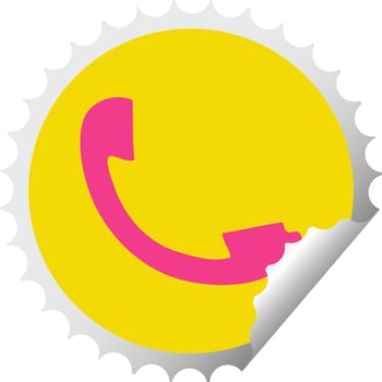 circular peeling sticker cartoon telephone receiver vector