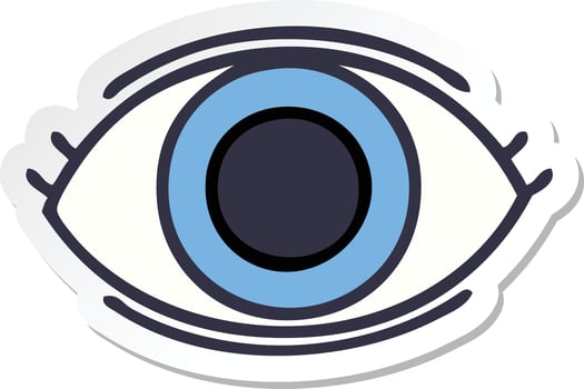 sticker of a cute cartoon eye vector