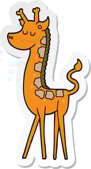 sticker of a cartoon giraffe vector
