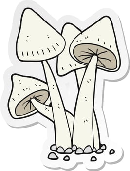sticker of a cartoon mushrooms vector