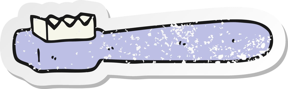 distressed sticker of a cartoon toothbrush vector