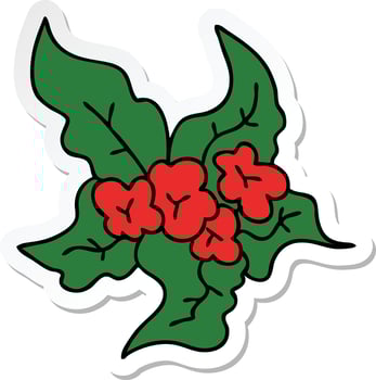 sticker of a quirky hand drawn cartoon christmas flower vector