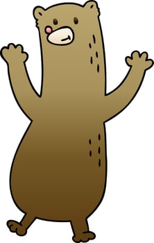 quirky gradient shaded cartoon bear vector