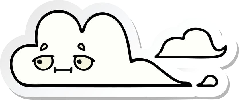 sticker of a cute cartoon white cloud vector