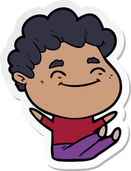 sticker of a cartoon friendly man vector