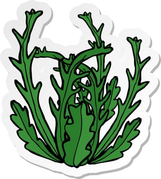 sticker of a cartoon seaweed vector
