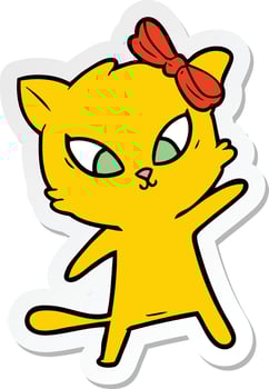 sticker of a cartoon cat vector