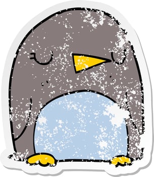 distressed sticker of a cartoon penguin vector