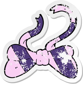 retro distressed sticker of a cartoon bow tie vector