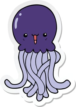 sticker of a cartoon jellyfish vector