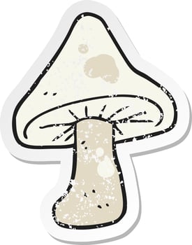 retro distressed sticker of a cartoon mushroom vector