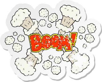 retro distressed sticker of a cartoon explosion vector