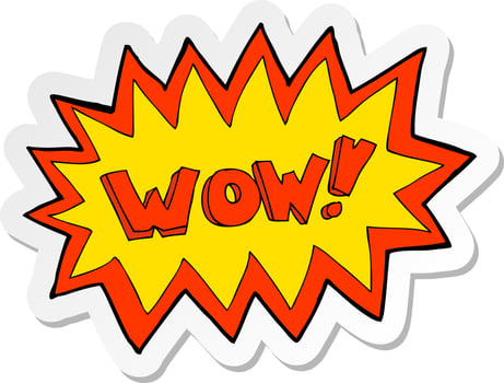 sticker of a cartoon wow explosion vector