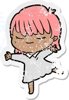 distressed sticker of a cartoon woman vector