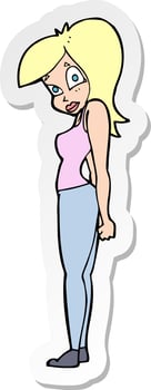 sticker of a cartoon pretty woman vector