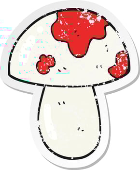 retro distressed sticker of a cartoon toadstool vector