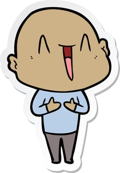 sticker of a happy cartoon bald man vector