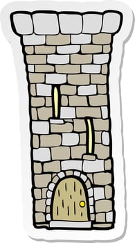 sticker of a cartoon old castle tower vector