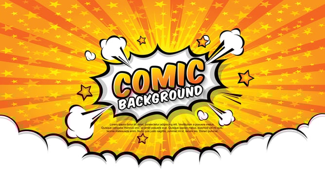 Pop art comic background with halftone dots and star. Cartoon Vector Illustration on orange.