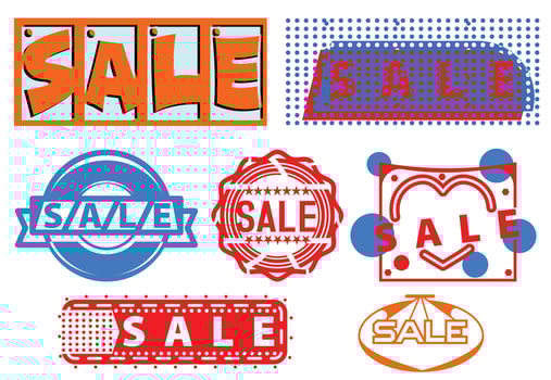 Sale logo, sticker, icon and t shirt design template vector