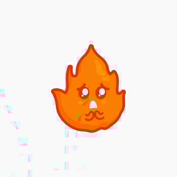 cute character fire sticker design sad cry expression nature element vector