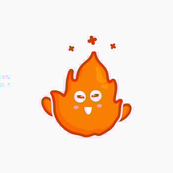cute character fire cute sticker design set bundle for shop element nature fire yellow very happy smile fire vector
