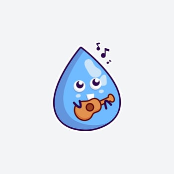 cute character water funny expression play guitar in white background vector