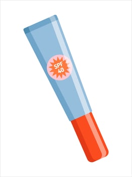 Sunscreen protection lip balm with SPF. Summer skin care cosmetic product template. vector