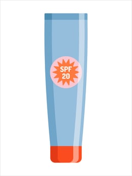Sunscreen protection cream or lotion. Summer skin care cosmetic product template. vector