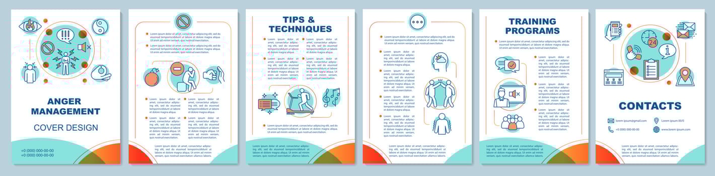 Anger issues brochure template layout. Negative emotion. Stress management. Flyer, leaflet print design, linear illustrations. Vector page layouts for magazines, annual reports, advertising posters..