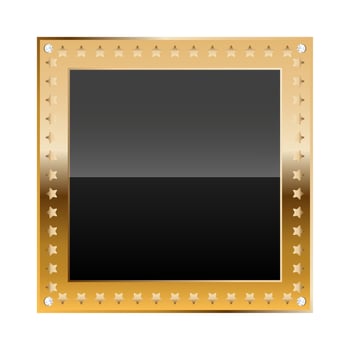 Black square border with golden frame and diamonds vector