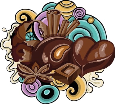 Chocolate candy seamless repeating pattern. Design for textiles, napkins, tapestries, tablecloths, wrapping paper. vector
